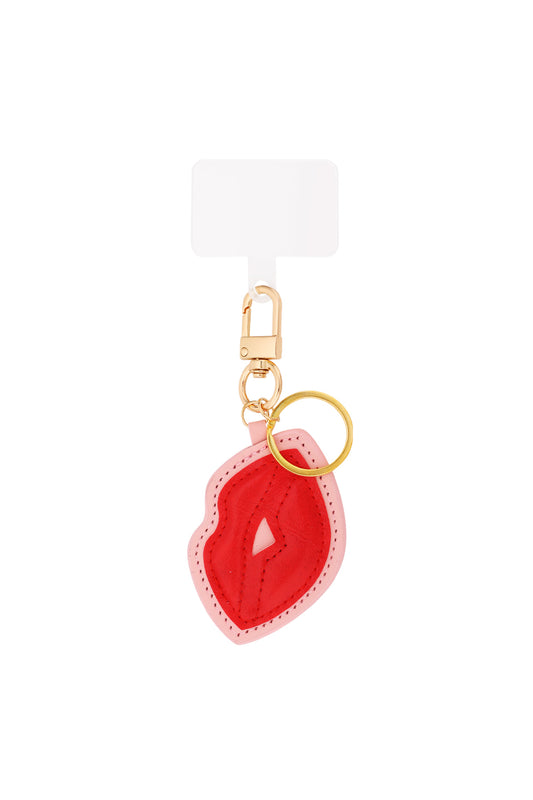 (per stuk) Bag charm kisses rood - 11,5x6cm
