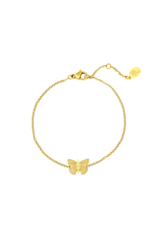 Armband met vlinder - goud RVS