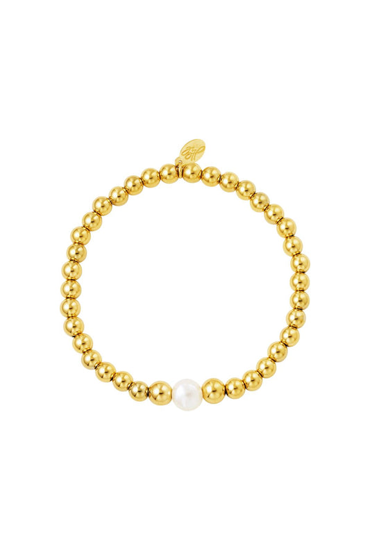 Armband chic pearl - goud RVS
