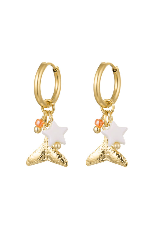 Oorbellen met bedel party - goud RVS