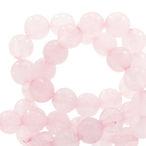 (per stuk) Natuursteen kralen kwarts licht roze - 6mm