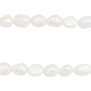 (45~49 stuks) Zoetwaterparel streng nuggets ovaal natural wit - 8x5~6mm