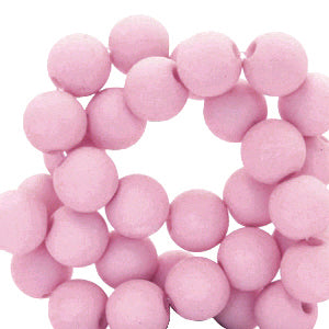 50 stuks acryl kralen mat lila roze - 6mm