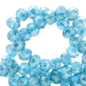 (80~84 stuks) Facet glaskraal streng blauw - 6x4mm