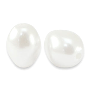 (per stuk) Imitatie Zoetwaterparel wit - 11x14mm