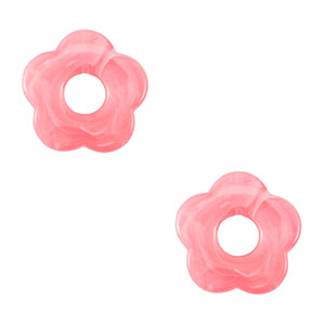 (per stuk) Acryl bedel bloem roze marmer - 27mm