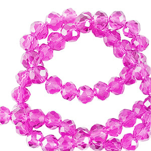 5 stuks Facet Glaskraal Neon roze - 6x4mm