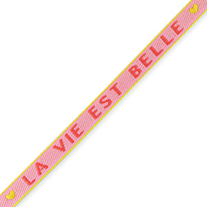 (per meter) "La Vie Est Belle" lint roze rood - 10mm
