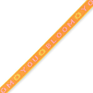 (per meter) "You Bloom" lint oranje roze - 10mm