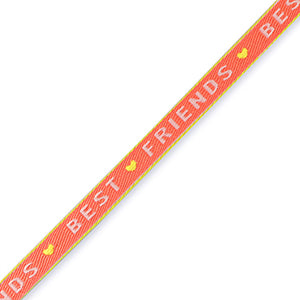 (per meter) "Best Friends" lint oranje roze - 10mm
