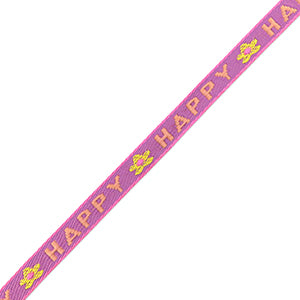 (per meter) "Happy" lint paars geel - 10mm