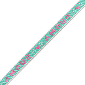 (per meter) "Amour" lint Turquoise Roze - 10mm