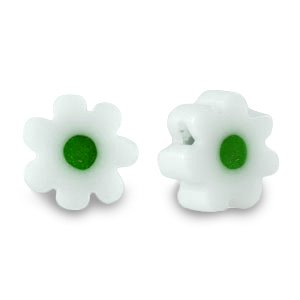 (per stuk) Millefiori kralen bloem wit groen - 8mm