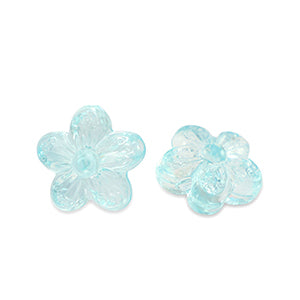 5 stuks Acryl kralen bloem Transparant blauw - 10mm