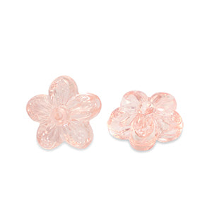 5 stuks Acryl kralen bloem Transparant roze - 10mm