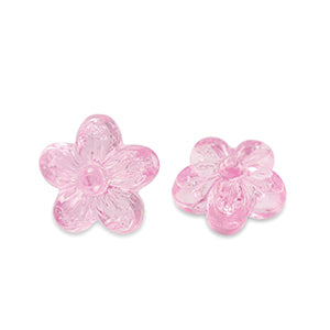 5 stuks Acryl kralen bloem Transparant fuchsia roze - 10mm