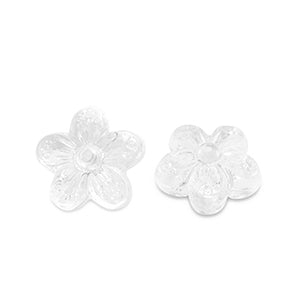 5 stuks Acryl kralen bloem Transparant wit crystal - 10mm