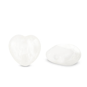 (per stuk) Natuursteen kralen melkkwarts hart wit crystal - 12mm