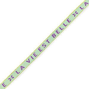 (per meter) "La Vie Est Belle" lint Mint groen Paars  - 10mm