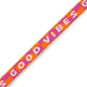 Good Vibes lint paars oranje goud 10mm polyester armband materiaal