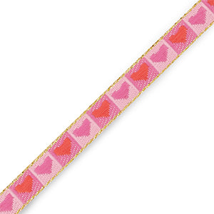 (per meter) Hartjes lint roze rood goud - 10mm