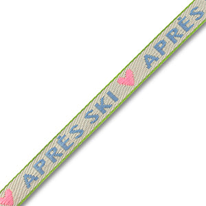 (per meter) "Apres Ski" lint blauw roze - 10mm