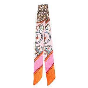 (per stuk) Bandana sjaal levendige print roze oranje - 90x5cm