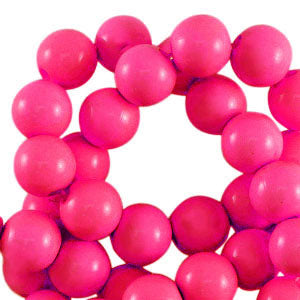 (per stuk) Grote ronde acryl kralen shiny roze - 14mm