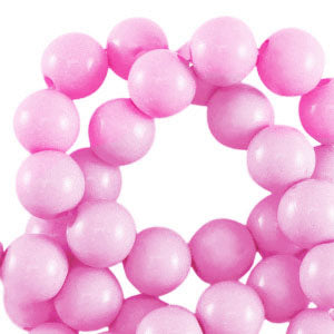 (per stuk) Grote ronde acryl kralen shiny licht roze - 18mm