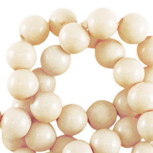 (per stuk) Grote ronde acryl kralen shiny vanilla geel - 14mm