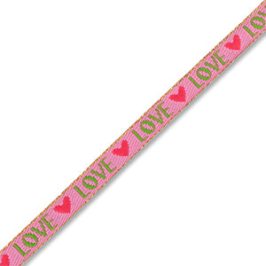 (per meter) BY31® "Love" lint roze rood groen - 10mm
