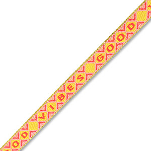 (per meter) BY31® "Good vibes" lint geel roze rood - 10mm