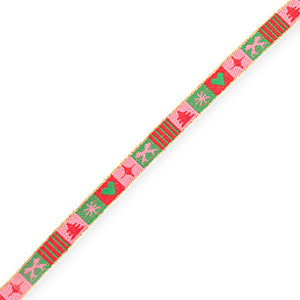 (per meter) BY31® Kerst lint roze rood groen - 10mm
