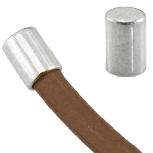 (per stuk) Metalen DQ eindkapje tube zilver - 6x6mm