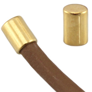 (per stuk) Metalen DQ eindkapje tube goud - 6x6mm