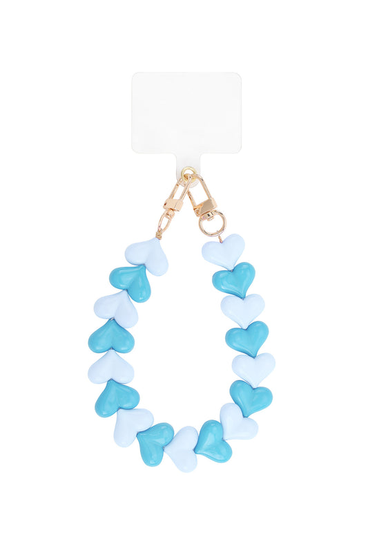 (per stuk) Telefoonkoord dubbele hartjes blauw