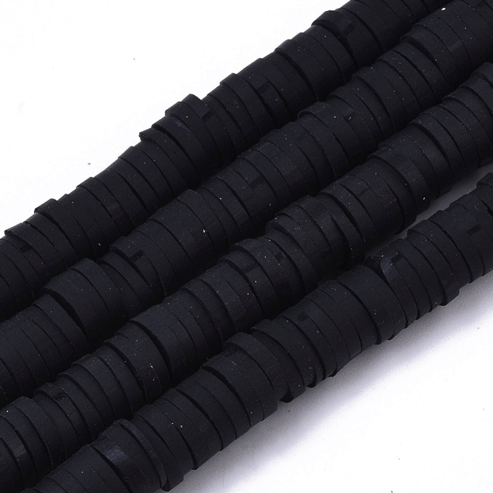 40cm Streng Katsuki polymeer kralen zwart - 6mm