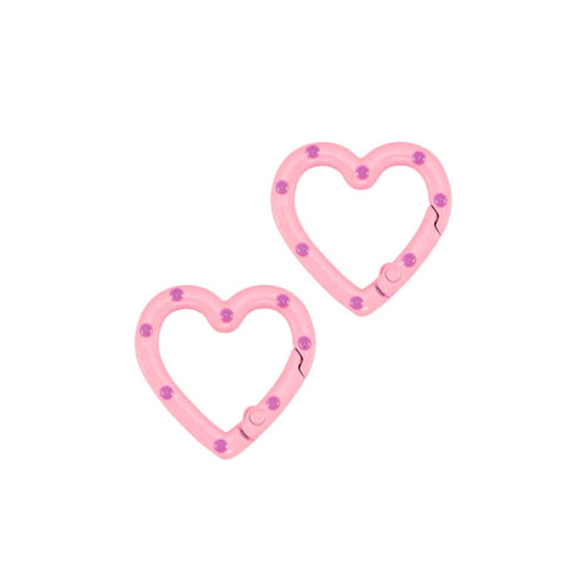 (per stuk) Sleutelhanger clip hart roze met paars - 25x25,7mm