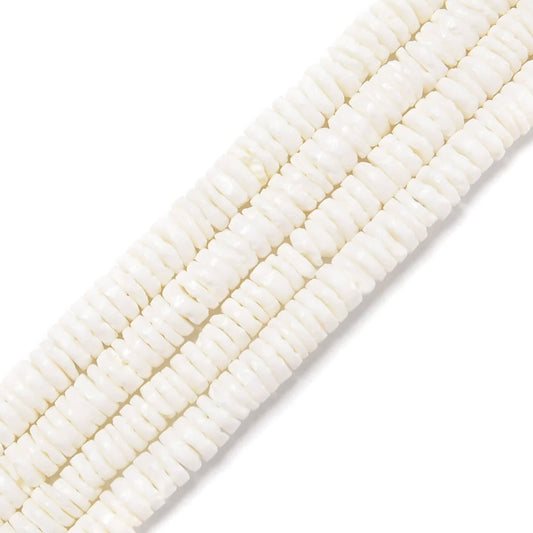 5 stuks Schelp Disc kraal naturel wit - 6mm
