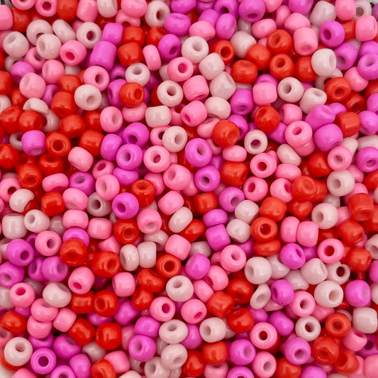 7gram Rocailles kralenmix rood roze - 3mm
