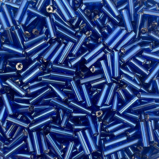 5gram Rocailles Bugles royal blauw - 6mm