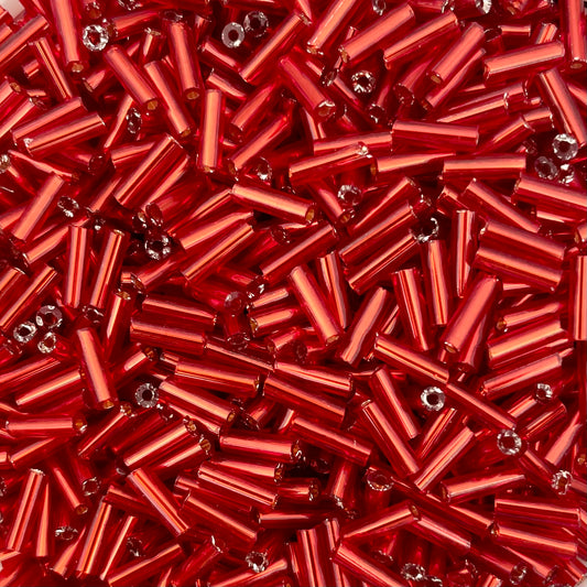 5gram Rocailles Bugles rood - 6mm
