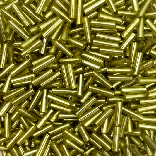 5gram Rocailles Bugles groen geel - 6mm