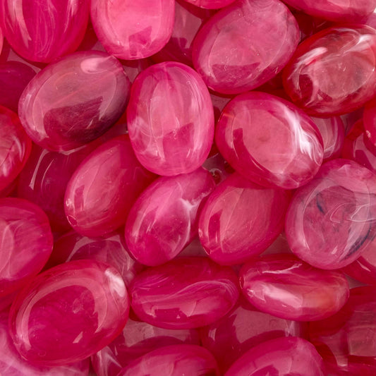 (per stuk) Acryl kraal ovaal fuchsia roze - 19x15mm