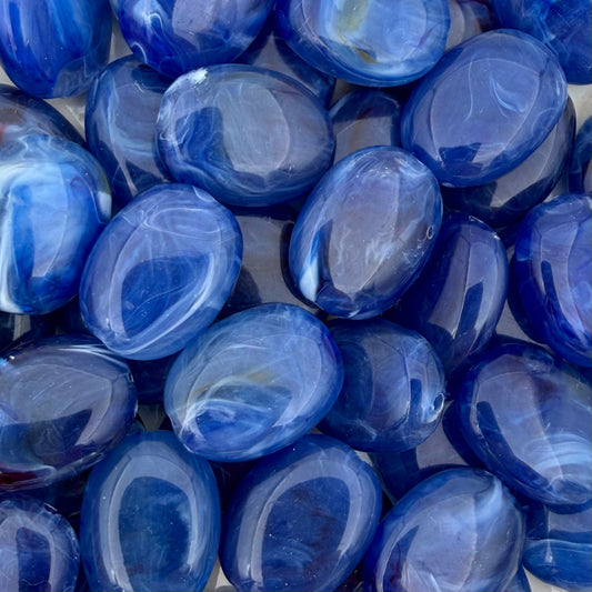(per stuk) Acryl kraal ovaal donker blauw - 19x15mm