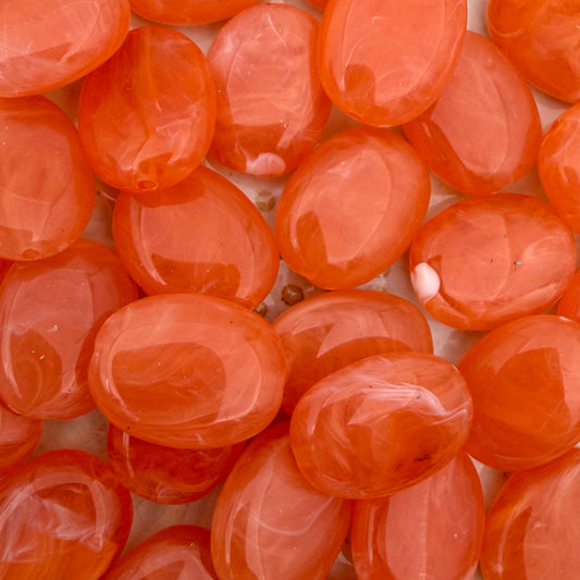 (per stuk) Acryl kraal ovaal oranje - 19x15mm