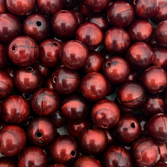 (per stuk) Grote ronde cat eye acryl kralen rood - 12mm