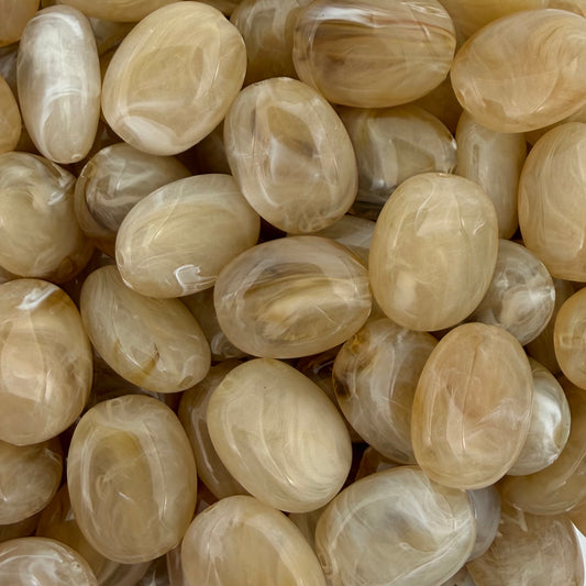 (per stuk) Acryl kraal ovaal champagne - 19x15mm