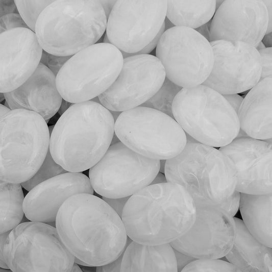 (per stuk) Acryl kraal ovaal wit - 19x15mm