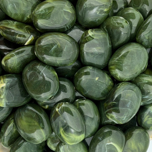 (per stuk) Acryl kraal ovaal donkergroen - 19x15mm